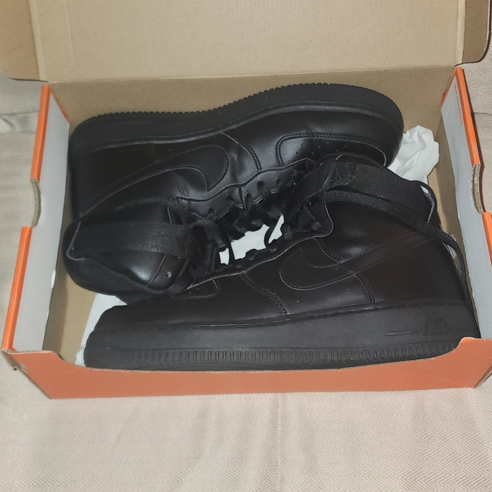Nike Air Force 1 One Tripleblack Mid Mens 9M Shoes Sneakers